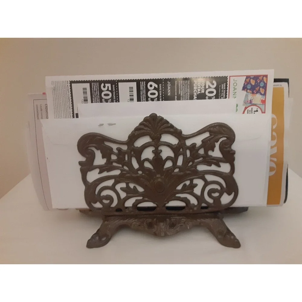 Vintage Brass‎ Victorian Letter/ Napkin Holder Desk Organizer